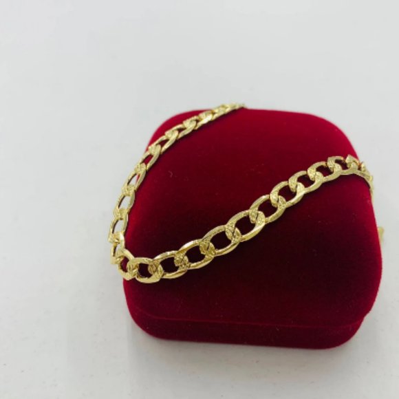 Gold Bracelet Cuban Link 8 inch for Mens Cuban Curb bracelet Pulsera Cuban Oro - Picture 3 of 8